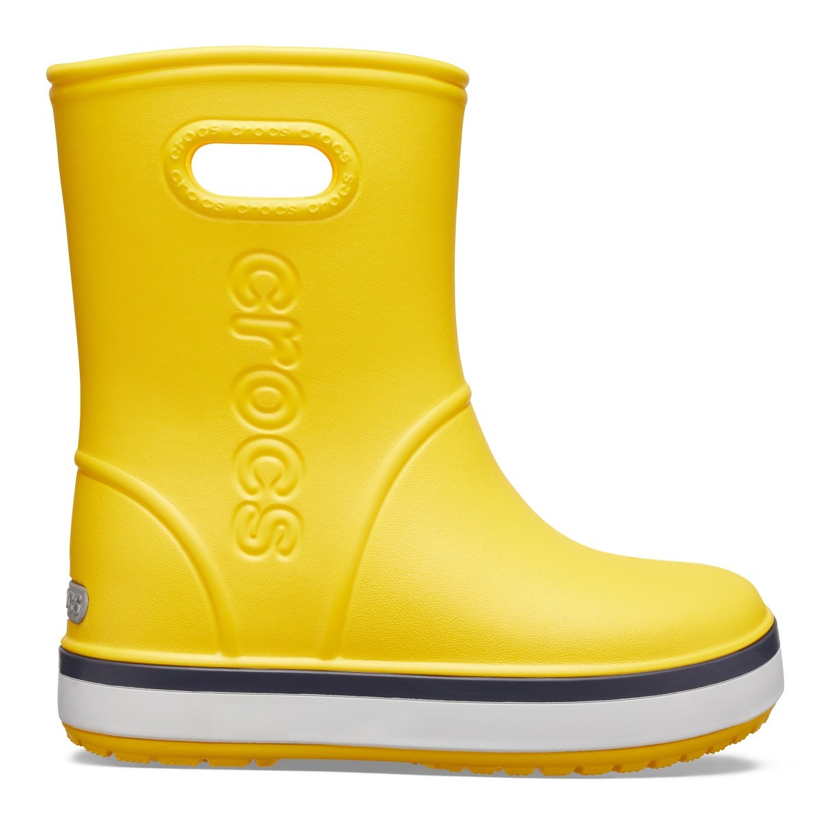 Cizme Crocs Kids' Crocband Rain Boot Galben - Yellow/Navy - imagine 4